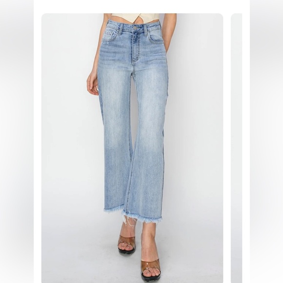 Risen Denim - RISEN High Rise Crop Wide Fray Hem Jeans- 27